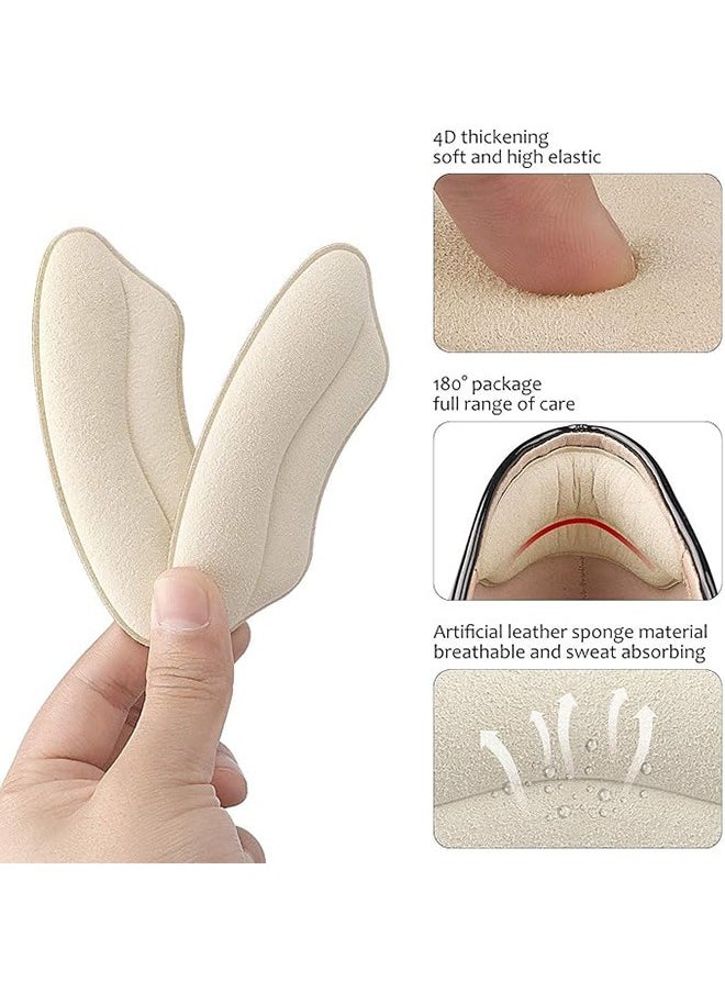 Generic - 4 Pairs Heel Cushion Pad Shoe Grips Liner Insert for Shoes, Inserts Liners Non-Loose Shoes,Anti Wear and Foot Protection Sponge with High Heels Preventing Slipping and Rubbing (Black & Beige) - Image 1