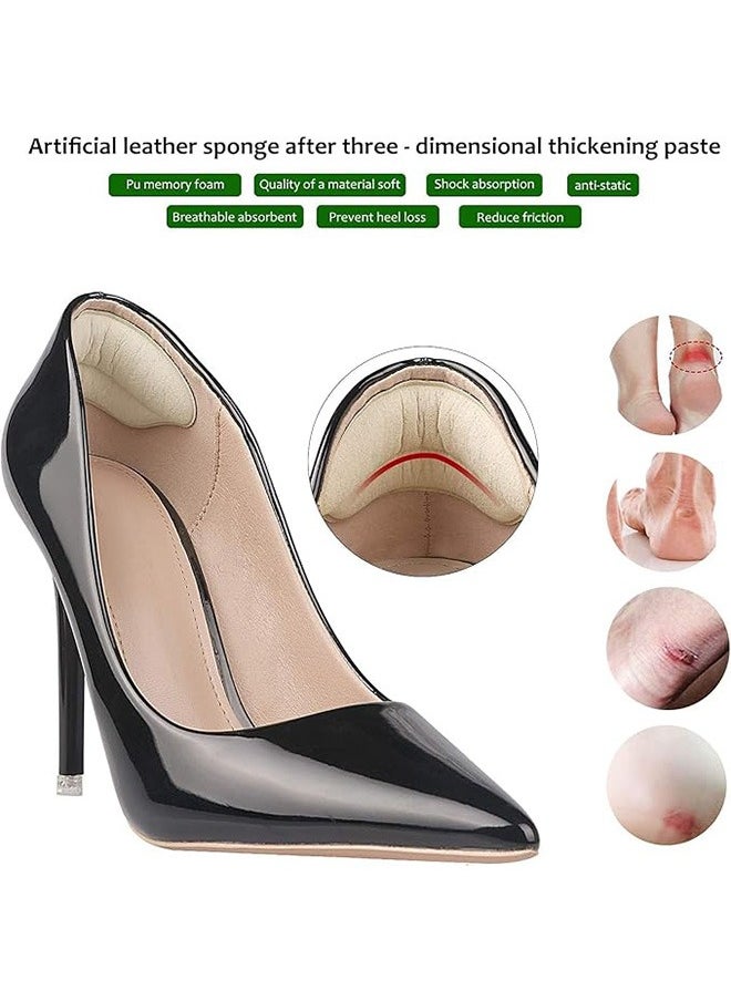 Generic - 4 Pairs Heel Cushion Pad Shoe Grips Liner Insert for Shoes, Inserts Liners Non-Loose Shoes,Anti Wear and Foot Protection Sponge with High Heels Preventing Slipping and Rubbing (Black & Beige) - Image 1