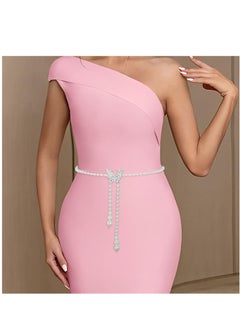 SYOSI Pearl Waist Chain for Women Girls Adjustable Body Link Belt With Butterfly Buckle Fashion Belly Faux Pearl Jewelry Belly Waist Chain Summer Body Beach Jewelry for Jeans Dresses  - Image 2