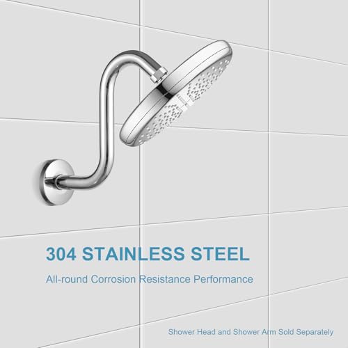 OFFO Shower Head Extension Arm 8 in, S Shaped Shower Arm with Flange High Rise Goose Neck Shower Arm Extension Chrome Finish - Image 3