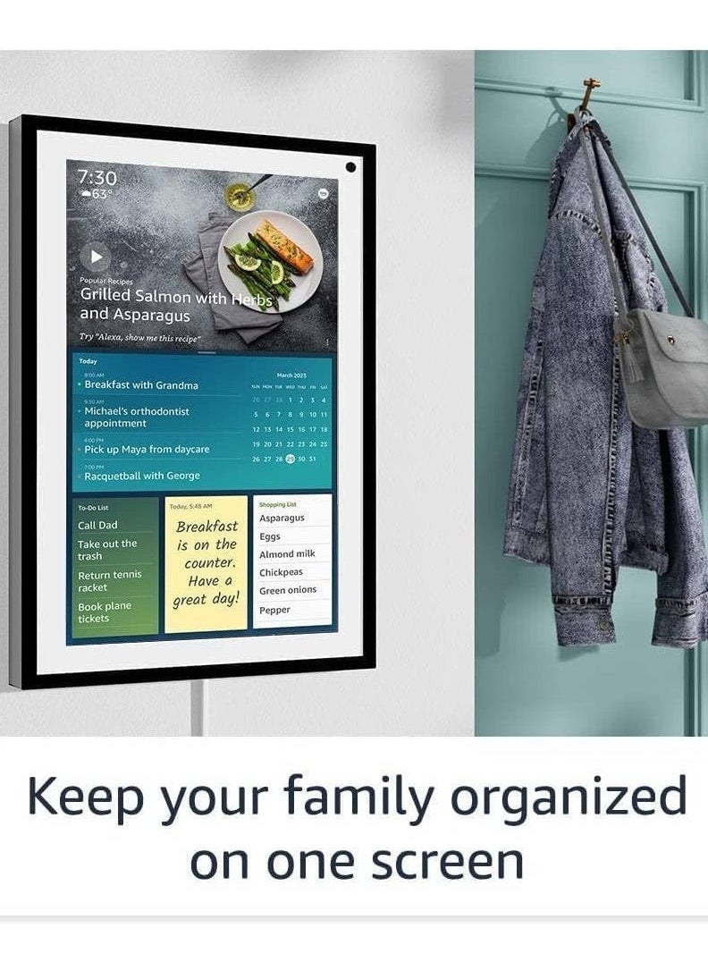 ECHO - Echo Show 15 with Alexa 15.6-inch HD Touch Display Wireless Wi-Fi and Bluetooth Connectivity Built-in Microphone Dual 1.6-inch Full-Range Speakers 5MP Camera Wall Mount Latest Version - Black - Image 1
