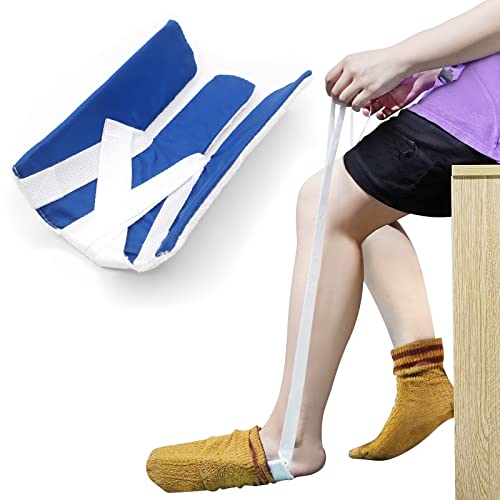 Homymusy Sock Aid, Sock Helpers to Put on Your Socks for Seniors, Disabled, Pregnancy, Assist Device for Elderly, Tool Aide Puller Easy on and Off with No Bending(Dark Blue) - Image 1