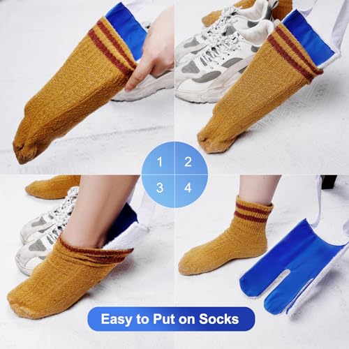 Homymusy Sock Aid, Sock Helpers to Put on Your Socks for Seniors, Disabled, Pregnancy, Assist Device for Elderly, Tool Aide Puller Easy on and Off with No Bending(Dark Blue) - Image 5