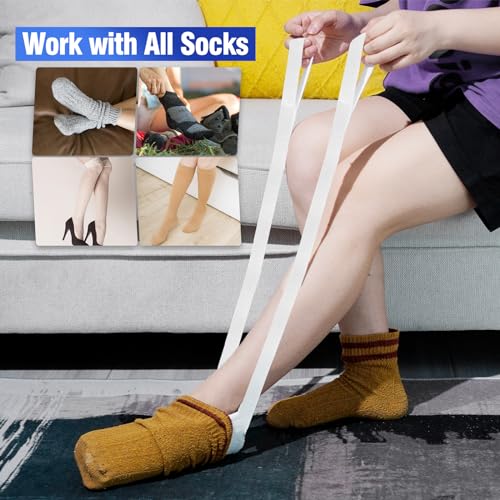 Homymusy Sock Aid, Sock Helpers to Put on Your Socks for Seniors, Disabled, Pregnancy, Assist Device for Elderly, Tool Aide Puller Easy on and Off with No Bending(Dark Blue) - Image 2
