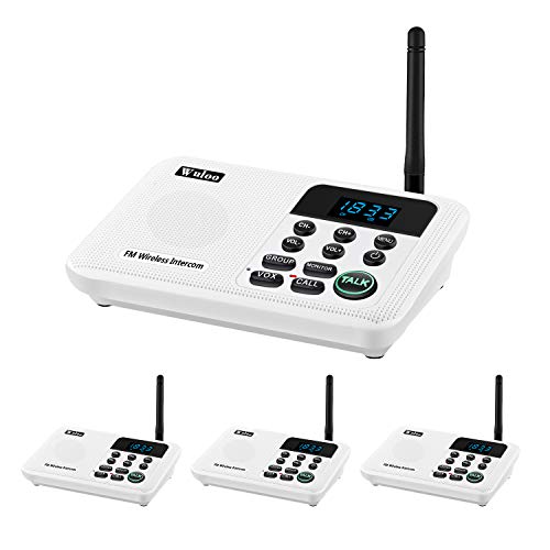 Wuloo Intercoms Wireless for Home 1 Mile Range 22 Channel 100 Digital Code Display Screen, Wireless Intercom System for Home House Business Office, Room to Room Intercom Communication(4Stations White) - Image 1