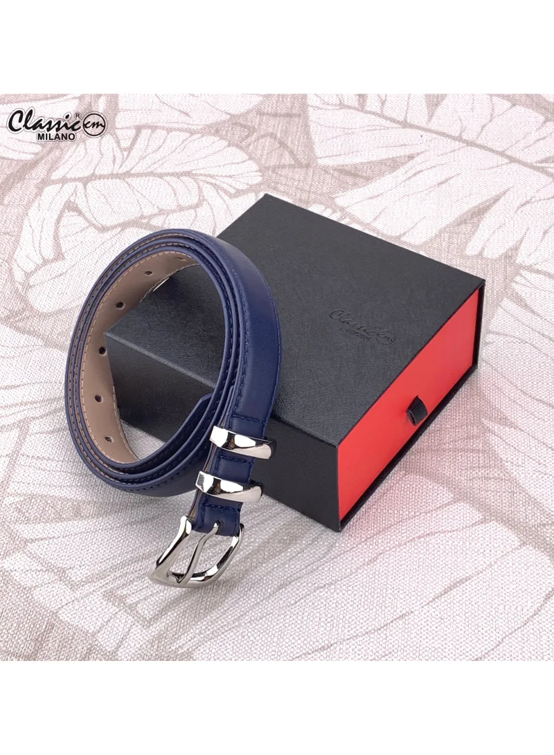 Classic Milano Blue (SGPU30) Classic Milano Women's Belt with Gift Box; Faux Leather Ladies Belt for Dresses, Jeans & Gowns; Stylish Womens Belt; Adjustable Girls Belt; Belt for Women | Full Length: 110 CM (Free Size - Fits up to the waist of 40 Inches / 100 CM) for Women | Best Price UAE