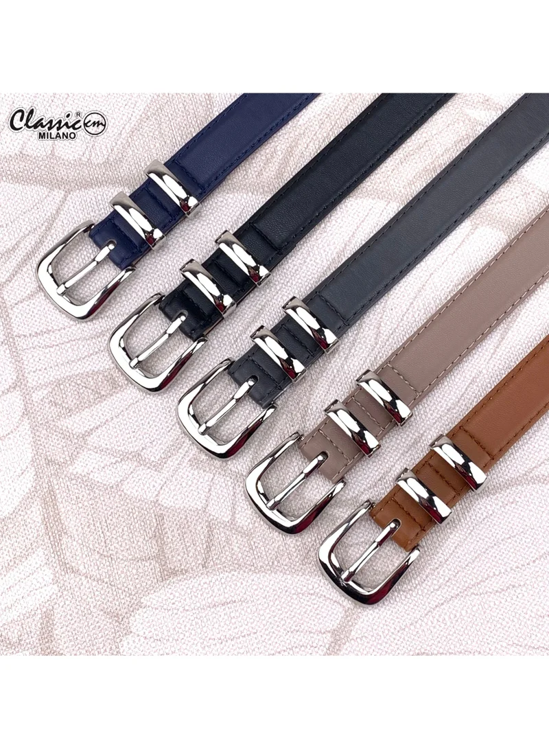 Classic Milano Blue (SGPU30) Classic Milano Women's Belt with Gift Box; Faux Leather Ladies Belt for Dresses, Jeans & Gowns; Stylish Womens Belt; Adjustable Girls Belt; Belt for Women | Full Length: 110 CM (Free Size - Fits up to the waist of 40 Inches / 100 CM) for Women | Best Price UAE