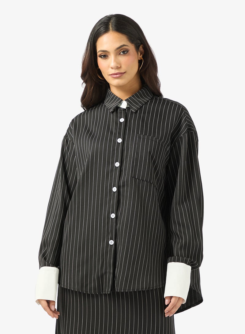 خزانة طقم بلوزة وتنورة مخططة - Image 3