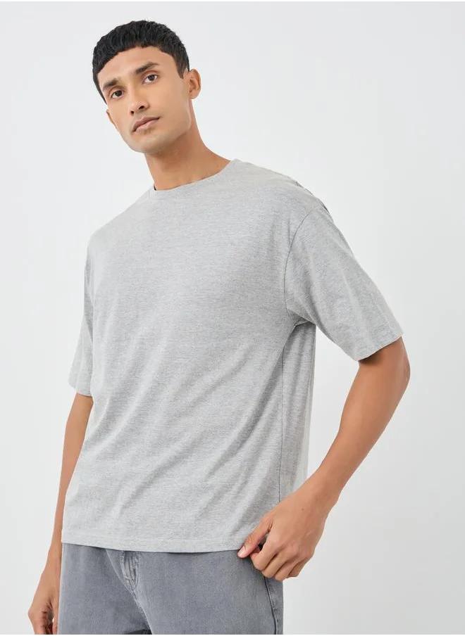 Styli Styli Pack of 5 - Solid Crew Neck Cotton Oversized T-Shirt