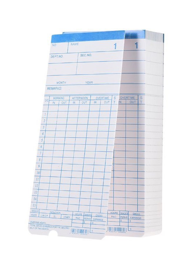 90 Piece Monthly Employee Attendance Time Card Set White - Image 1
