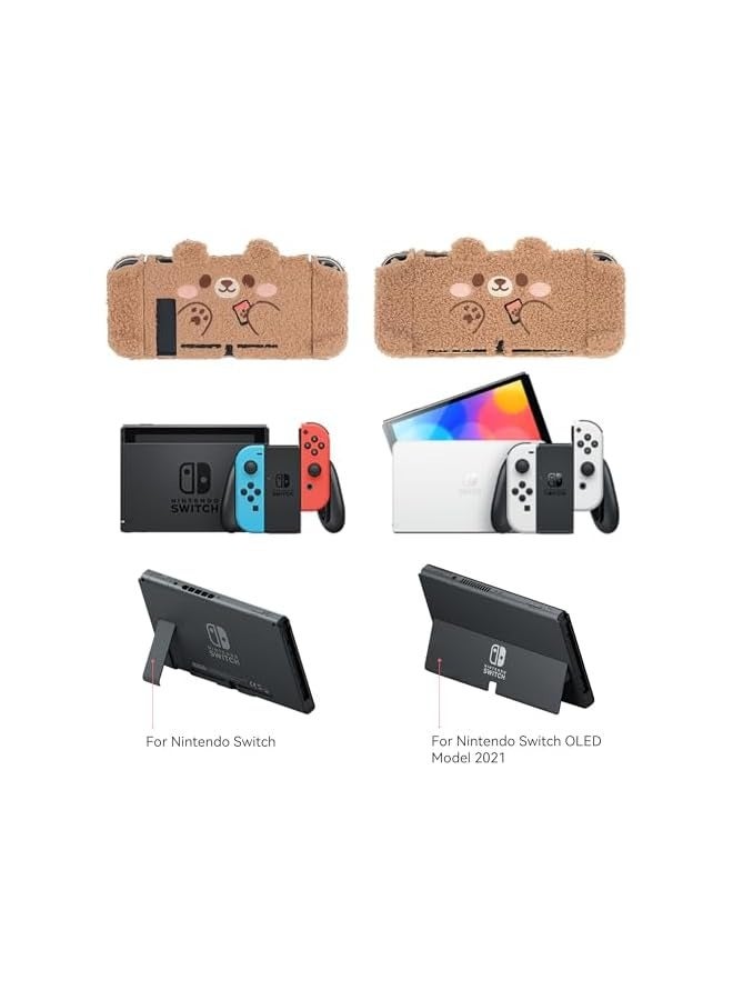 PROMASS Cute Plush Protective Case Cover Compatible with Nintendo Switch and Joy Con- Shock-Absorption and Anti-Scratch - Plush Bear - Image 2
