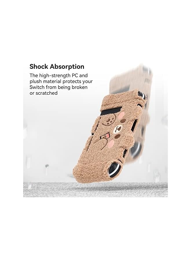 PROMASS Cute Plush Protective Case Cover Compatible with Nintendo Switch and Joy Con- Shock-Absorption and Anti-Scratch - Plush Bear - Image 3