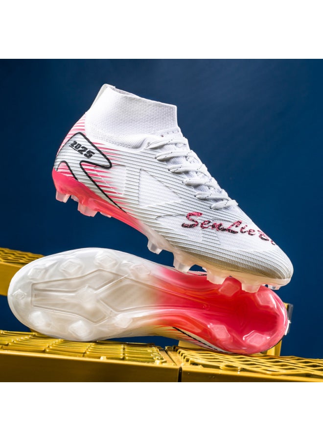 New High-top Soccer Cleats Long Studs Men's And Women's Soccer Shoes Grass Field Student Training Shoes