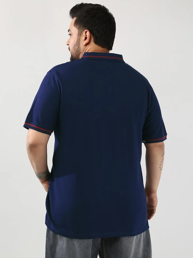Urbano Fashion  Urbano Plus Men's Navy Solid Regular Fit Half Sleeve Cotton Polo T-Shirt  | Best Price UAE