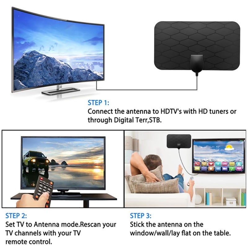 XIANGLYO TV Antenna Indoor Digital Antenna,Portable TV Antenna for Local Channels,360Â°Reception,Support 4K 1080p Smart Television with Amplifier Signal Booster for Free Channels - Image 3