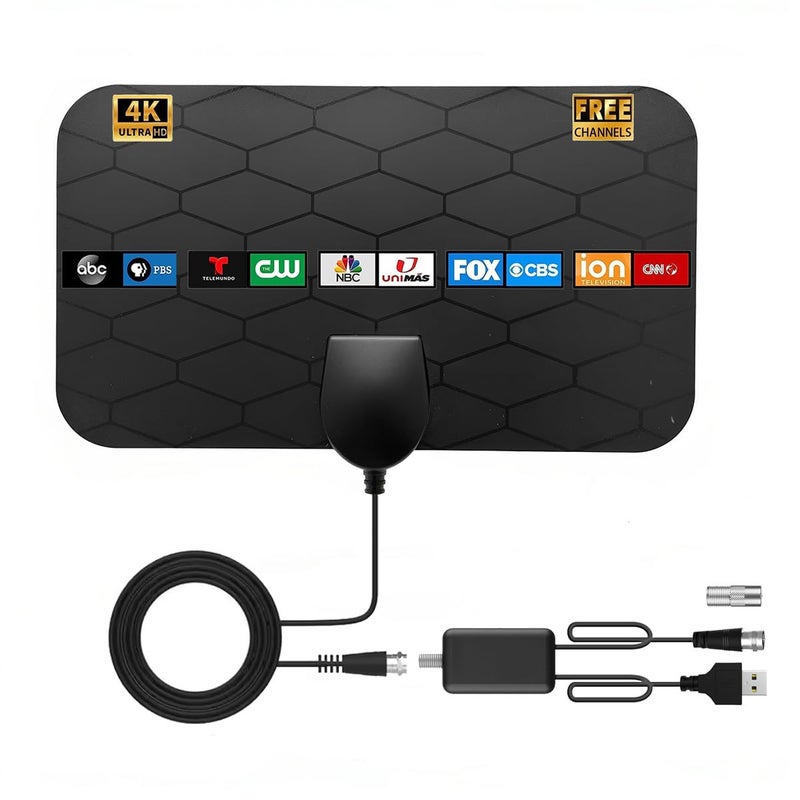 XIANGLYO TV Antenna Indoor Digital Antenna,Portable TV Antenna for Local Channels,360Â°Reception,Support 4K 1080p Smart Television with Amplifier Signal Booster for Free Channels - Image 1