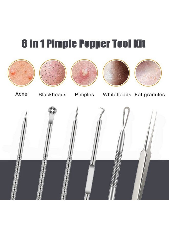BLAAROOM Pimple Popper Tool Kit , 6 Pcs Blackhead Remover Acne Needle Tools Set Removing Treatment Comedone Whitehead Popping Zit for Nose Face Skin Blemish Extractor Tool - Silver  - Image 5