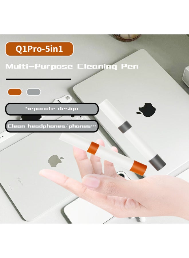 Multifunctional Cleaning Brush Laptop Dust Cleaning Tool Suit Small Brush Headset Cleaning Pen Mobile Phone Hole-Color:Q1pro-5in1_cleaning Pen/gray White-pearl Bag  - Image 2