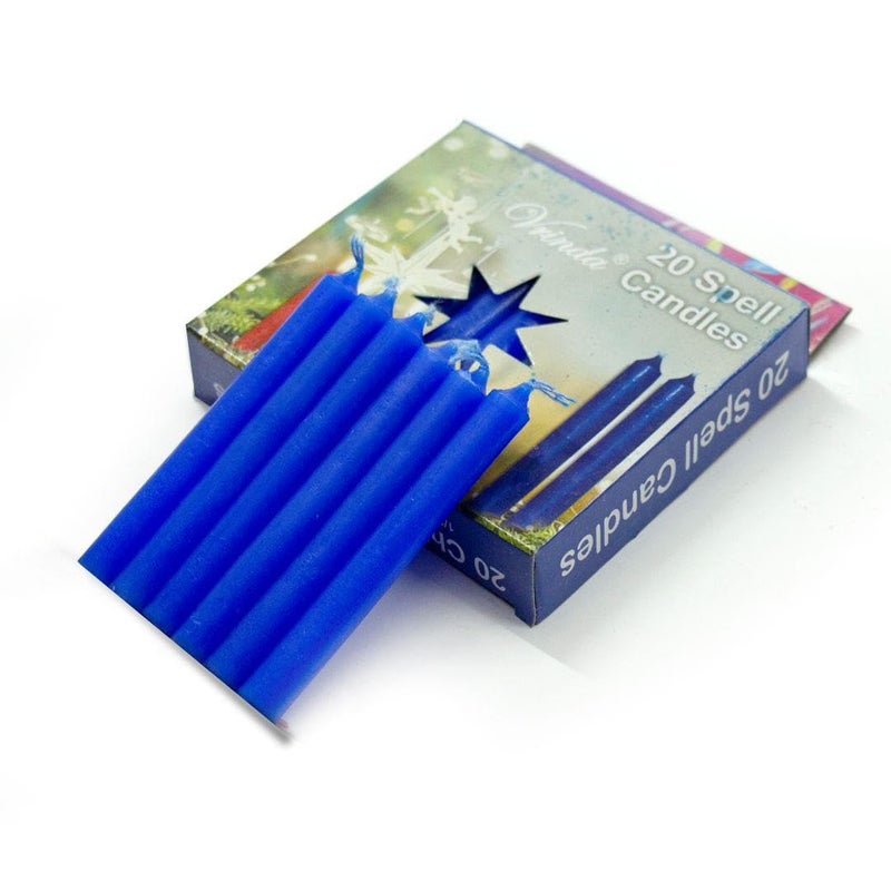 VrindaÂ® Set of 20-4" Mini Chime Ritual Spell Unscented Taper Candles â€“ Ideal for Chime/Altar/Spell Work (Blue) - Image 1