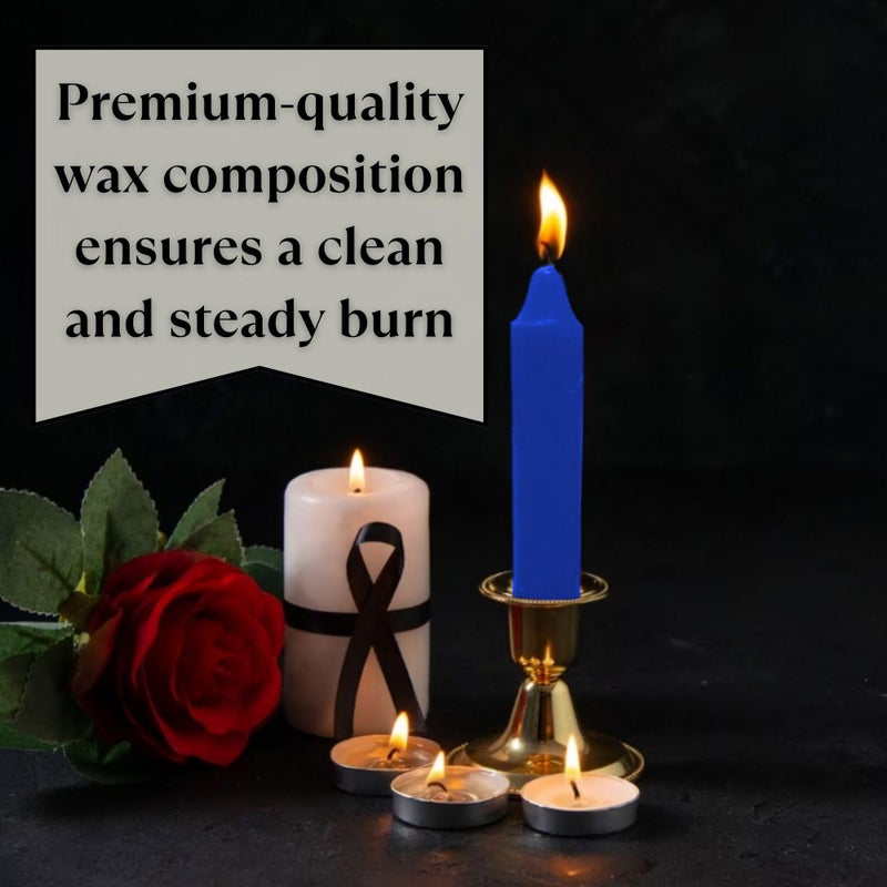 VrindaÂ® Set of 20-4" Mini Chime Ritual Spell Unscented Taper Candles â€“ Ideal for Chime/Altar/Spell Work (Blue) - Image 5