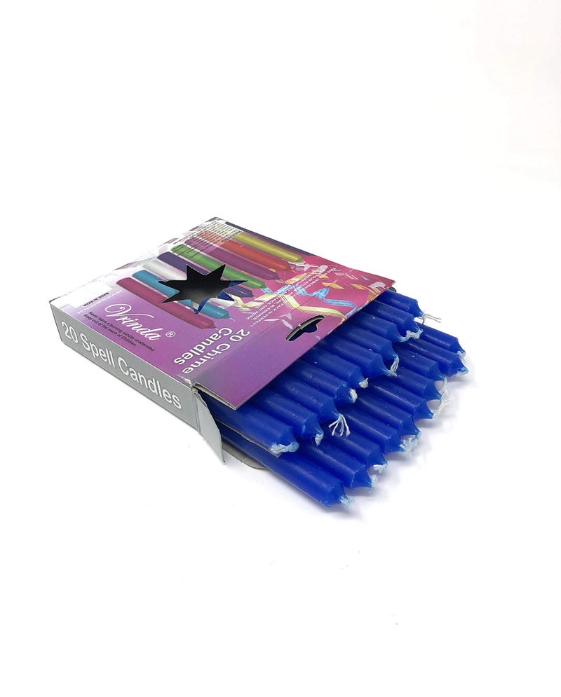 VrindaÂ® Set of 20-4" Mini Chime Ritual Spell Unscented Taper Candles â€“ Ideal for Chime/Altar/Spell Work (Blue) - Image 3
