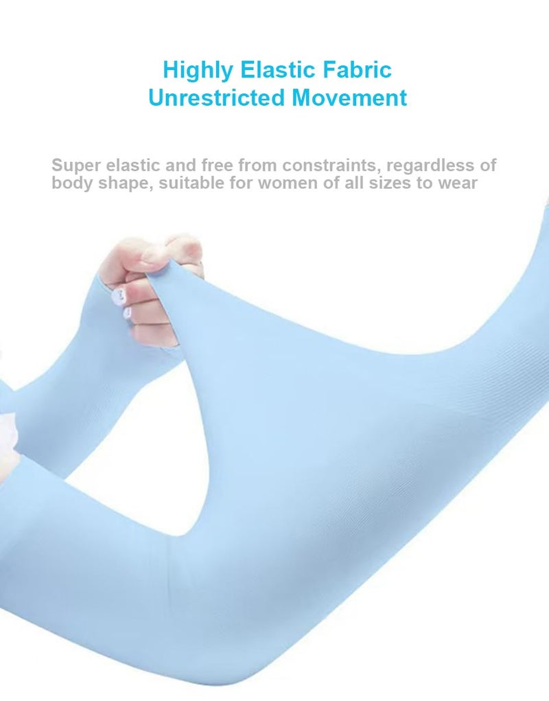 HCMY 6 أزواج من أكمام الذراع لحماية من الأشعة فوق البنفسجية للرجال والنساء، أكمام ضغط تبريد مع تغطية للوشم، أكمام شمسية مع أساور مضادة للانزلاق لكرة القدم وكرة الطائرة والعمل والرياضات الخارجية، قابلة للتنفس وتزيل العرق. - Image 5