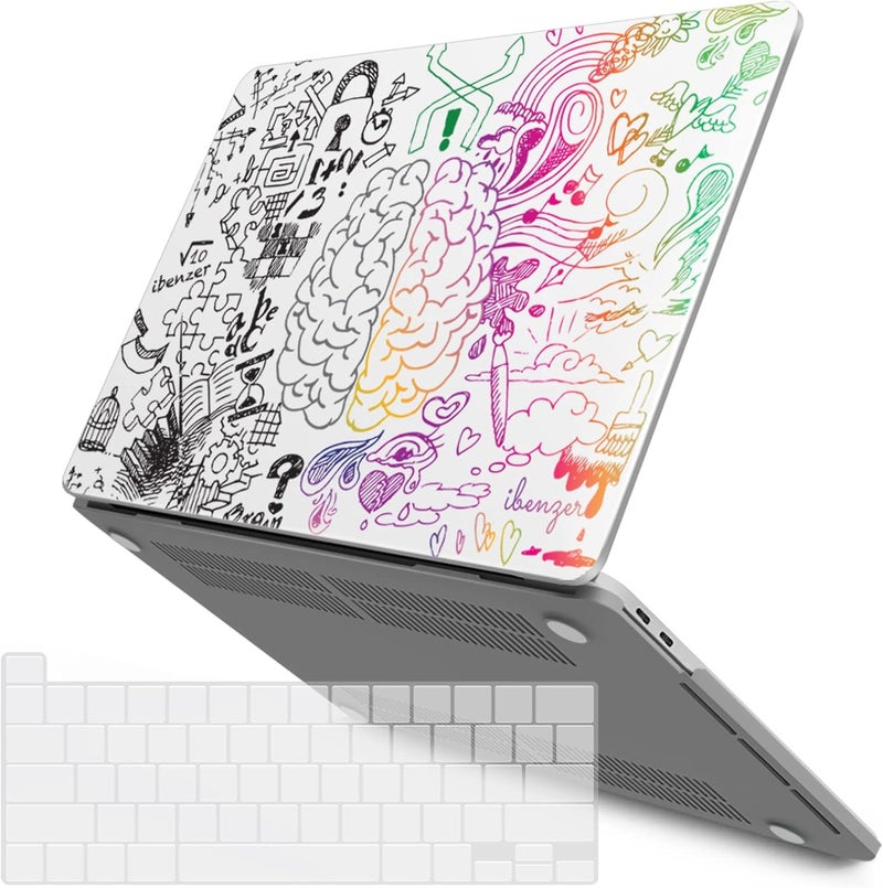 I Benzer Compatible with 2025 2024 M2 MacBook Pro 13 Inch Case 2025-2016 M1 A2338 A2289 A2251 A2159 A1989 A1706 A1708, Hard Shell Case & Keyboard Cover for Mac Pro 13, Brain , T13BRN+1 - Image 1