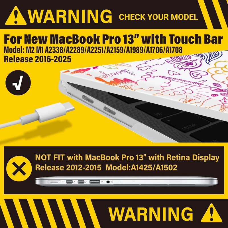 I Benzer Compatible with 2025 2024 M2 MacBook Pro 13 Inch Case 2025-2016 M1 A2338 A2289 A2251 A2159 A1989 A1706 A1708, Hard Shell Case & Keyboard Cover for Mac Pro 13, Brain , T13BRN+1 - Image 3