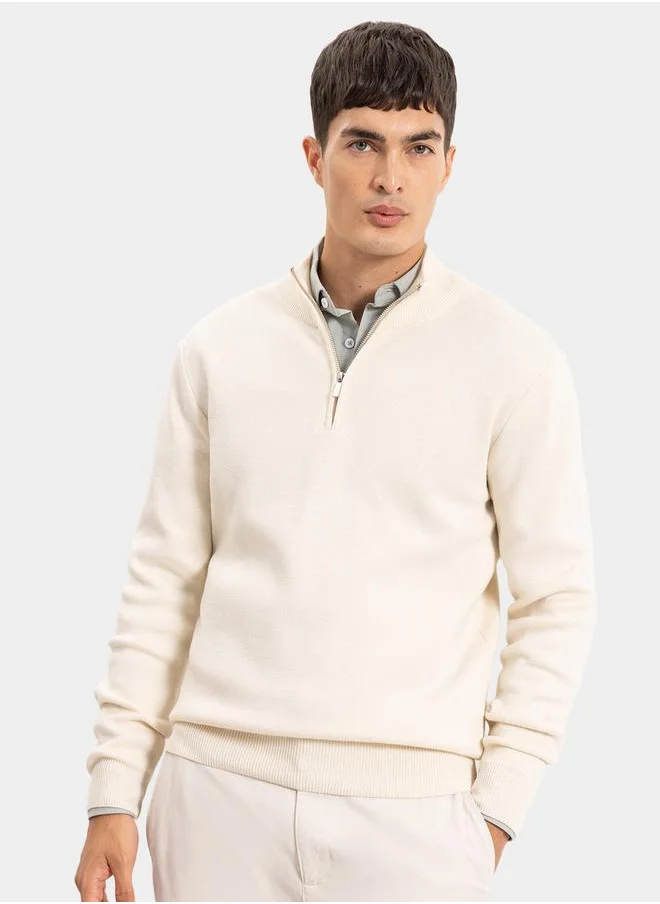 ديفاكتو Regular Fit Hight Neck with Zipper Knit Sweater