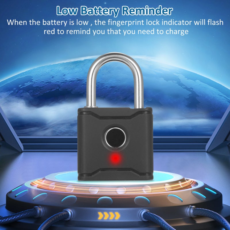 قفل بصمات الأصابع: سبائك الزنك، فتح سريع في 0.5 ثانية، قابل لإعادة الشحن عبر USB - التحكم عن بعد عبر تطبيق، قفل بصمات الأصابع مقاوم للماء بمستوى IP65 للخزنات في الرياضات، الاستخدام الخارجي، للأطفال وكبار السن - Image 3