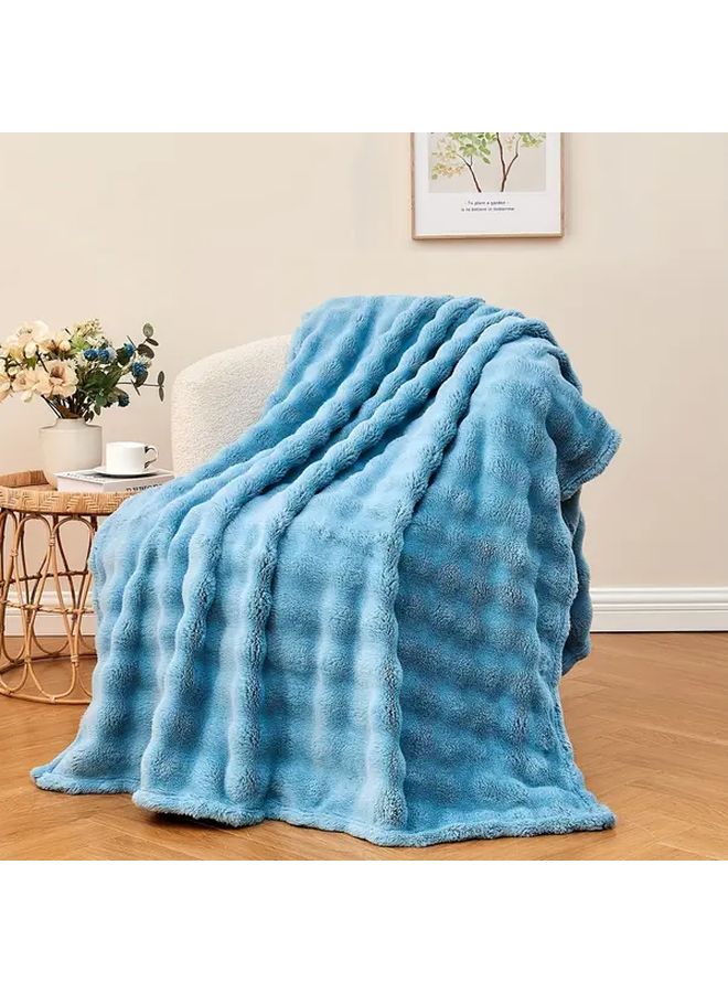 White 3D Textured Bubble Plush Fleece Throw Blanket 39x59 Inch Soft Cozy Lightweight - Image 3