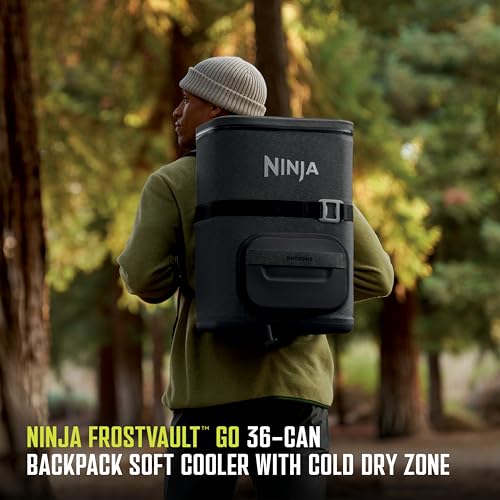 Ninja Backpack Cooler FrostVault Go 36 Can Soft Cooler Leakproof Zipper with Built in Can Opener 2 Ice Packs Dry Storage Drawer for Hiking Camping More Charcoal Gray FF136CG - Image 3