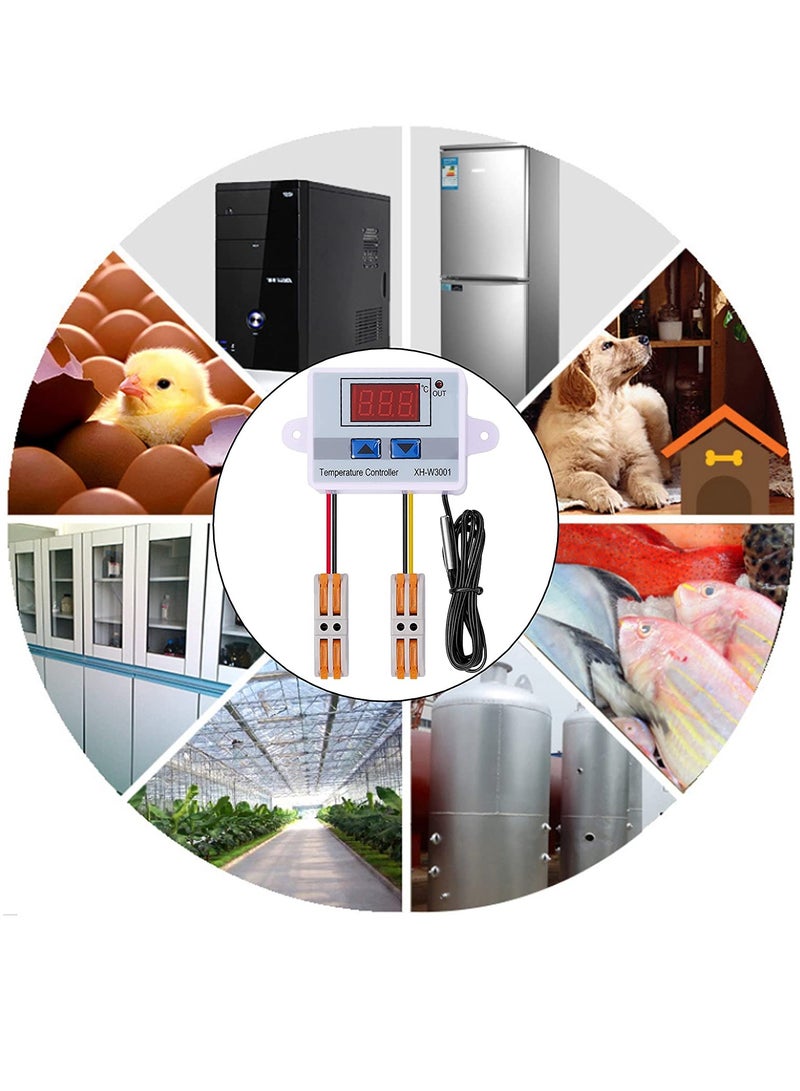 SYOSI 2 Pcs Digital LED Temperature Controller Module Digital Thermostat Switch with Waterproof Probe Programmable Heating Cooling Electronic Thermostat Range from -50℃ to 110℃ (DC12V 10A 120W) - Image 5