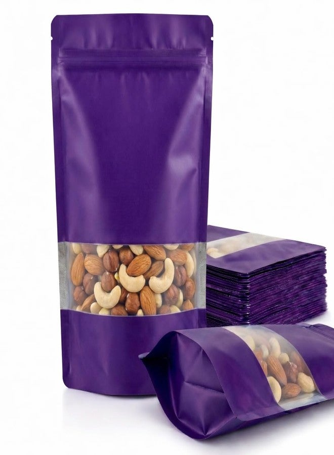SKY FLEXI PACK Matte Purple Zip Lock Stand Up Pouches | 11×17 cm | 100gm | Pack of 5 | Reusable, Airtight Polyester Storage Bags with Transparent Window | Food Storage, Leakproof, Self Sealing Multi-Purpose - Image 1