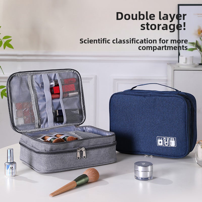 Storage Bag Dark Blue - Multifunctional Storage With Built-In Power Bank Cord Organizer For Travel Desktop Bedroom Use - Image 2