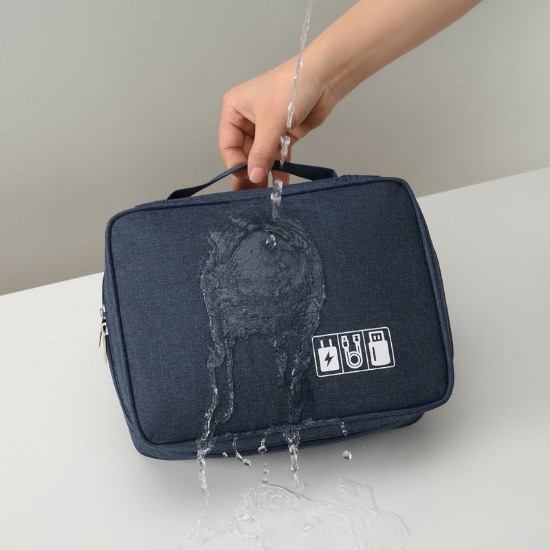 Storage Bag Dark Blue - Multifunctional Storage With Built-In Power Bank Cord Organizer For Travel Desktop Bedroom Use - Image 5
