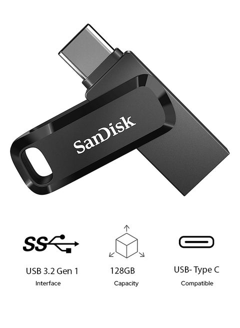 128GB Ultra Dual Drive Go USB 3.2 Gen 1 Read Speed 400 MBps Type-C Flash Drive, Black,smartphone tablets and macs - SDDDC3-128G-G46 128 GB