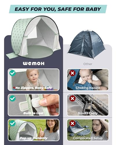 WEMOH Baby Beach Tent, 2026 Upgrade Pop Up UPF 50+ UV Protection Sun Shelter Canopy with Mosquito Net Portable Outdoor Shade Summer Essentials for Babies & Toddlers - Image 5