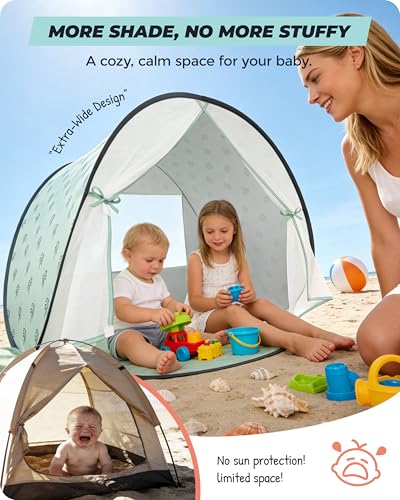 WEMOH Baby Beach Tent, 2026 Upgrade Pop Up UPF 50+ UV Protection Sun Shelter Canopy with Mosquito Net Portable Outdoor Shade Summer Essentials for Babies & Toddlers - Image 3