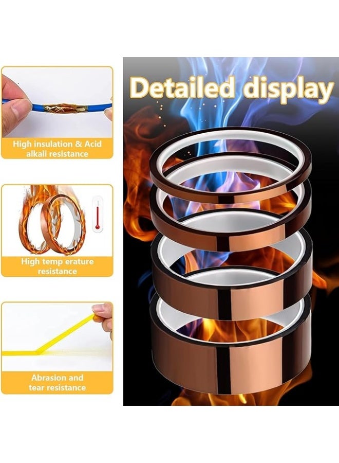erorex Heat Tape, 4 Pcs High Temperature Polyimide Tape, Heat Resistant Tape for Sublimation, Heat Transfer, High Temp Masking, 3D Printing, Soldering, Electrical Applications (Brown) - Image 5