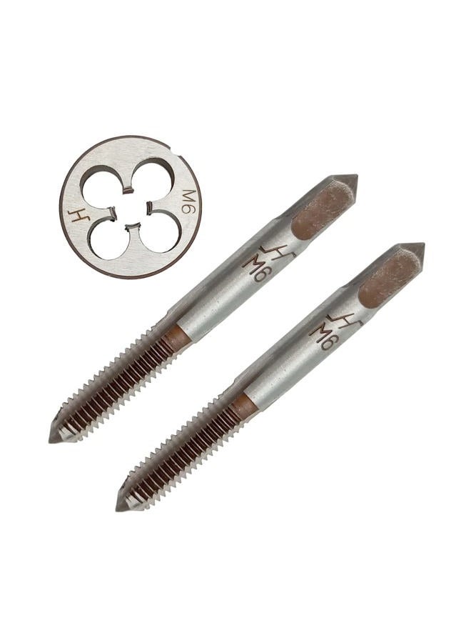 Acdeyaca Metric Hand Tap and Die Set, M6 X 1 Thread Tap and Round Die, 2 Right Hand Straight Taps & 1 Die (M6X1) - Image 1