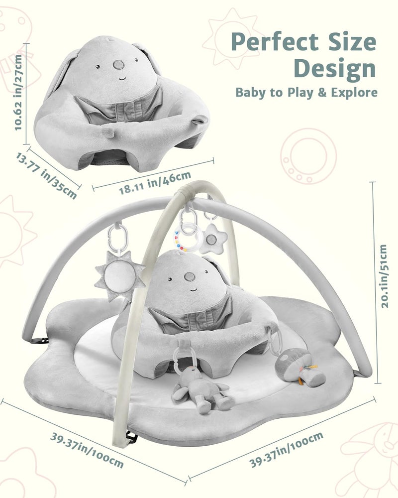suihuooo 3-in-1 Baby Play Mat, Baby Seats for Infants for Sitting Up, Tummy Time Mat with 5 Detachable Toys, Baby Activity Gym & Playmats for Babies 0-6 6-12 Months, Newborn Baby Shower Gifts - Image 2