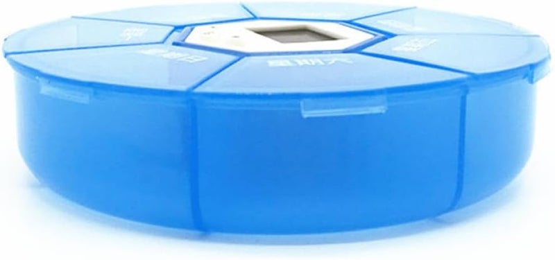 7-Compartment Electronic Alarm Pill Organizer Box with Reminder Function, Portable Daily Medicine Case for Patients and Travel, Blue - Image 3