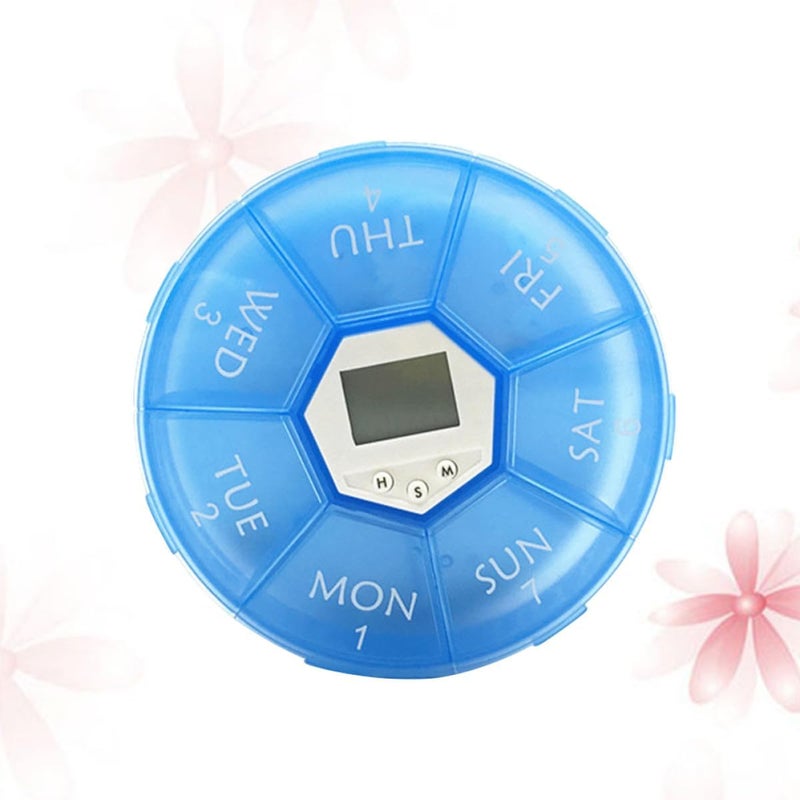 7-Compartment Electronic Alarm Pill Organizer Box with Reminder Function, Portable Daily Medicine Case for Patients and Travel, Blue - Image 4