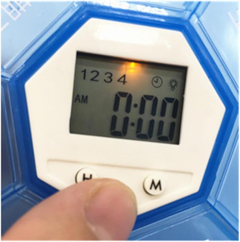 7-Compartment Electronic Alarm Pill Organizer Box with Reminder Function, Portable Daily Medicine Case for Patients and Travel, Blue - Image 5