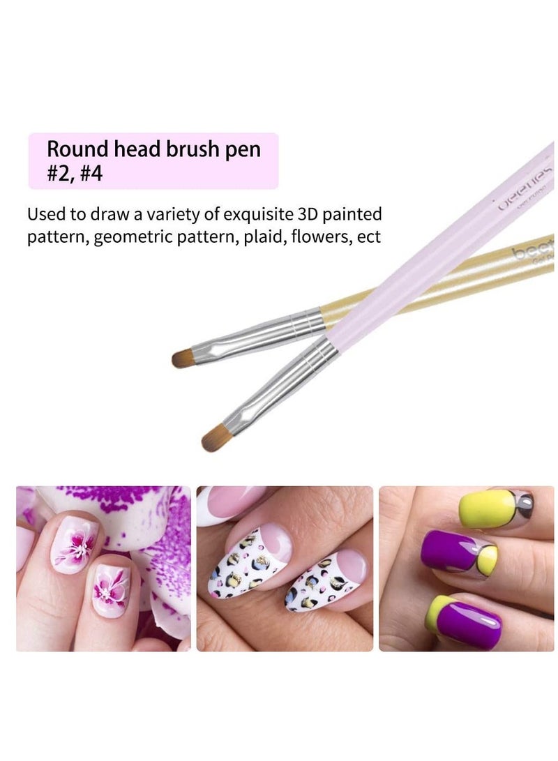 Nail Brush, Beetle Gel, 7-Piece Set of, Extended Artistic Skills, Builder Drawing Pen, Suitable for Home and Salon Use, Nails, Carving, Nylon, Create Feminine Beauty - Image 3