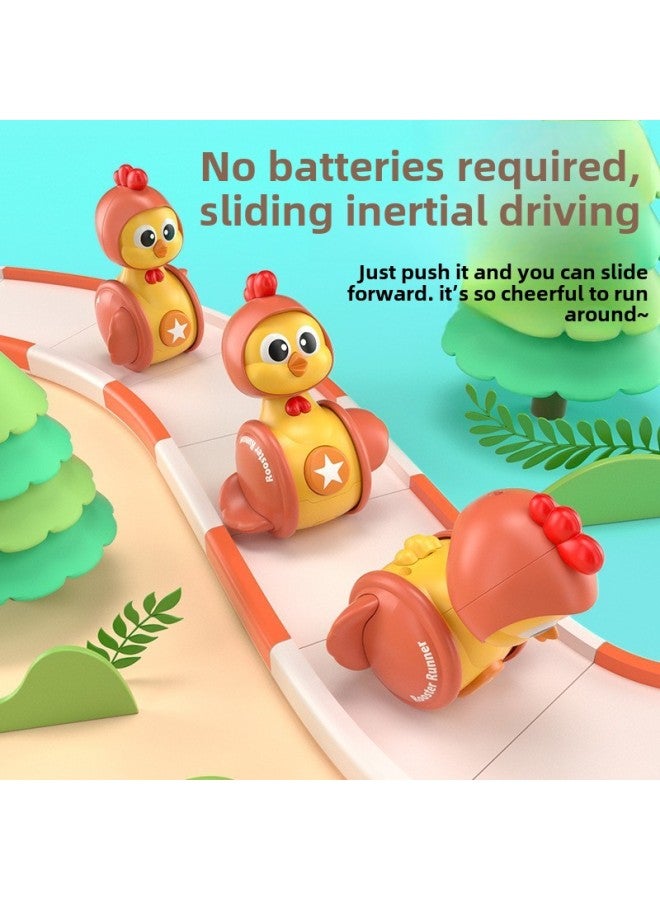 Infant Cartoon Cute Chicken Sliding Educational Early Education Toys Cute Chicken Team Guide Baby Training Crawling-Color:Cute Chicken Tumbler-Green  - Image 3
