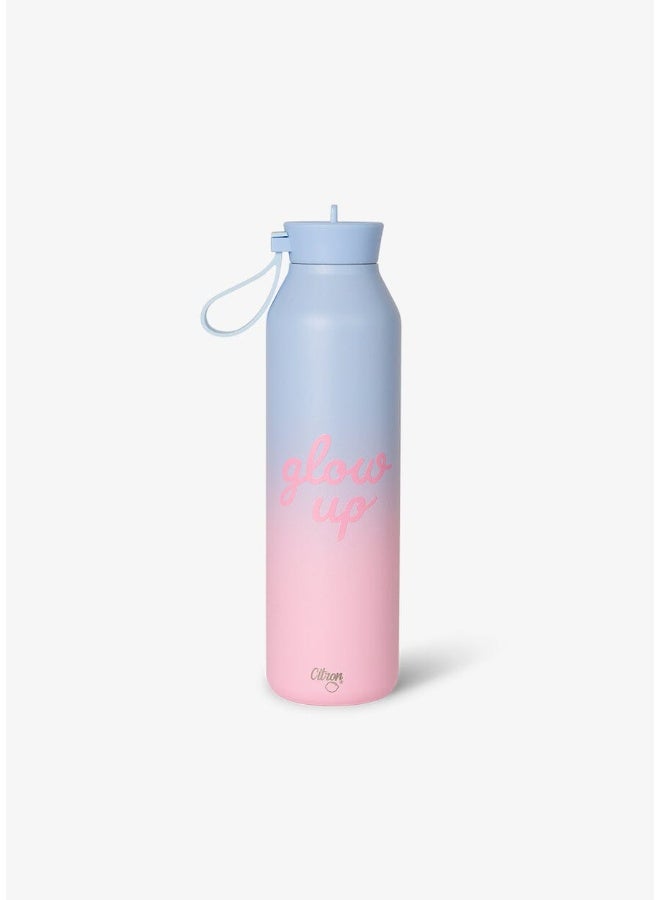 Citron - Glow Up Stainless Steel Vacuum Insulated Kids Water Bottle - Blue Pink - 750 ml - Image 5
