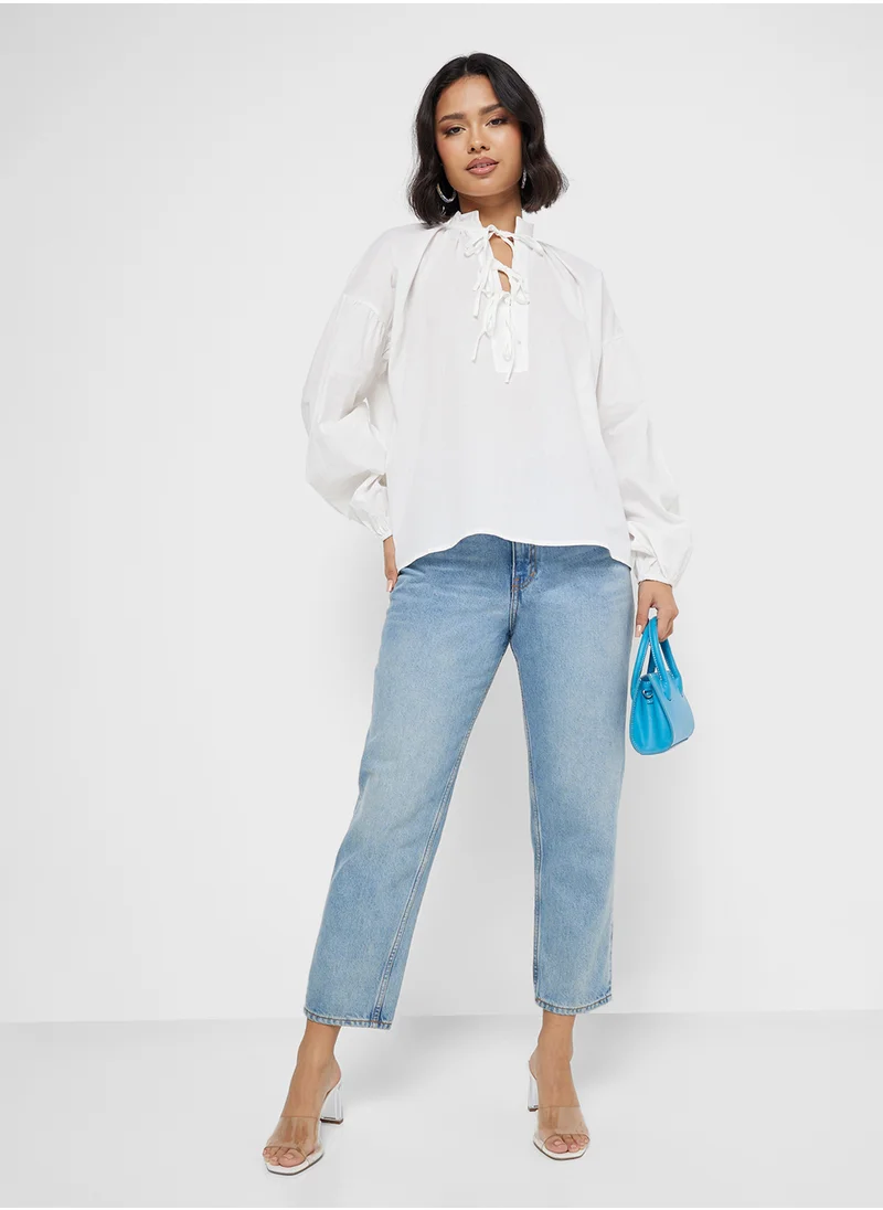 Ginger Tie Front Detail Boho Blouse