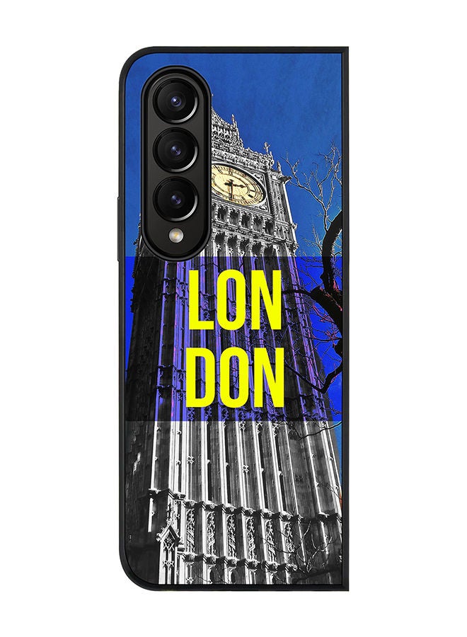 Stylizedd Rugged Black edge case for Samsung Galaxy Z Fold4 Slim fit Soft Case Flexible Rubber Edges Anti Drop TPU Gel Thin Cover - London - Big Ben - Image 1
